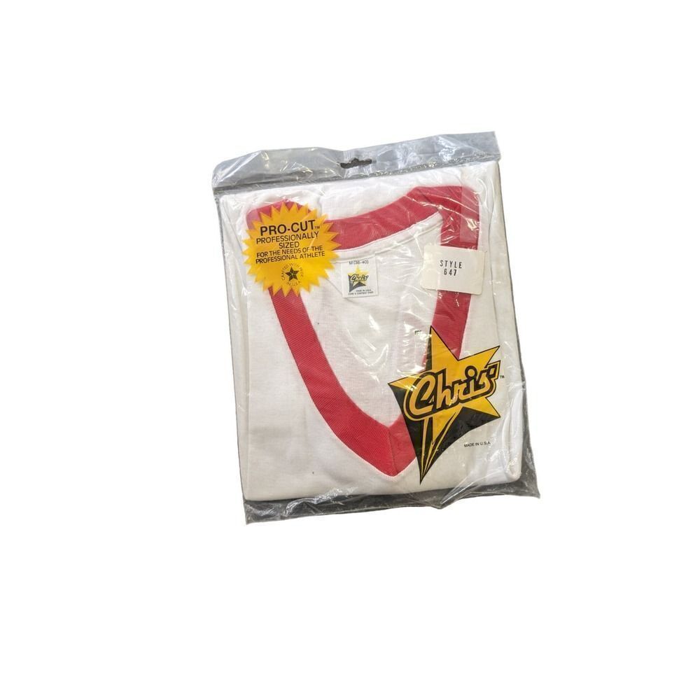 Chris's Pro Cut 3/4 Sleeve Vintage Blank Baseball T Shirt Made In USA‎ Red White